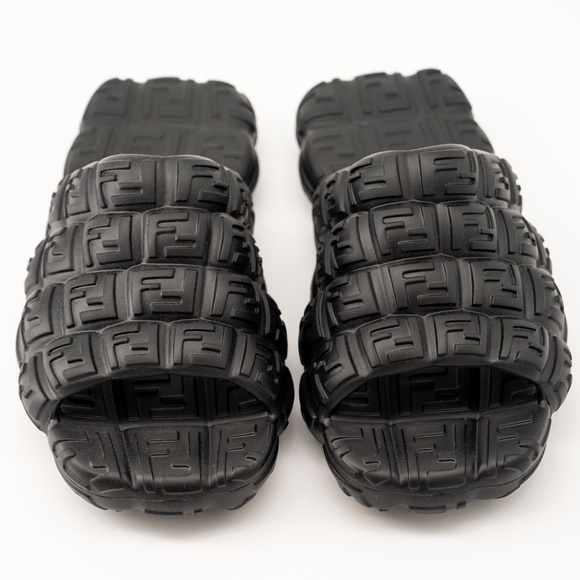 size 11 uk / 12 us Fendi Cloud Slides Black Rubber FF logo Embossed main image 5